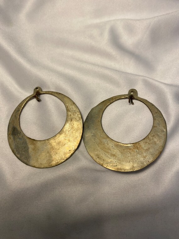 Vintage Abalone Shell Open Circle Drop Earrings M… - image 2