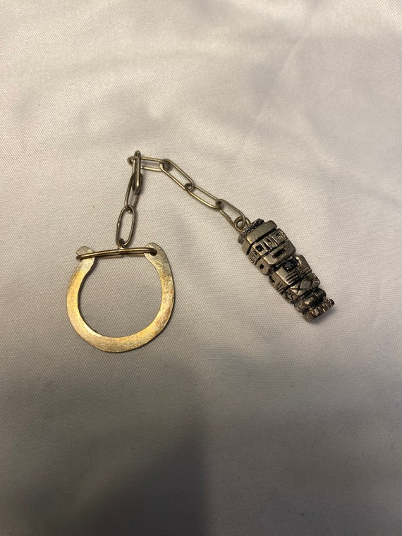 Vintage Aztec Sterling Silver Keychain