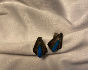 Vintage Sterling Silver Turquoise Post Earrings