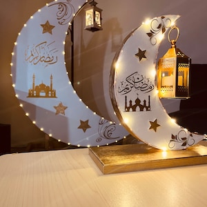Glowing Handcrafted Crescent Moon Decor