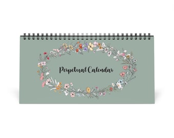Floral Perpetual Calendar: Botanical Desk Decor, Yearly Planner