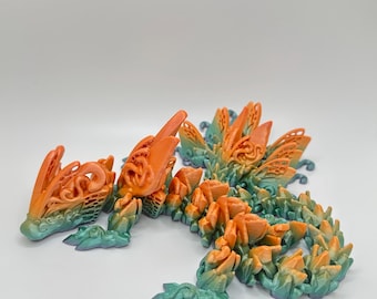 3D Printed Butterfly Dragon: Articulated Fidget Toy, Fantasy Desk Decor