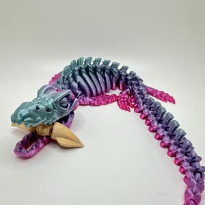 Articulated Flexible 3D Printed Mosasaurus Skeleton | Multi-Color, Custom Sizes, Fully Customizable colors | Dinosaur Gift, Highly Detailed