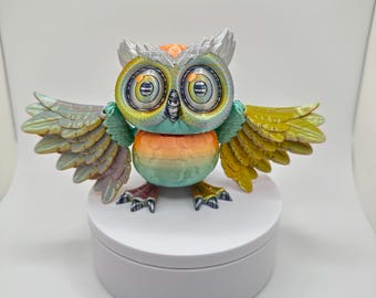 3D Printed Articulated Owl: Custom Multi-Color Poseable Fidget Figurine