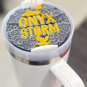 Fourth Wing Onyx Storm Dragon 3D Printed Stanley Cup (And Others) Lid Topper - Custom Fantasy Book Merch - Bookish Gift for Fourth Wing Fans