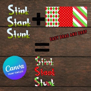 Plantilla de Canva Stink Stank Stunk/Completa tu propio marco de Canva/Marcos de Canva/Marcos de Canva navideños/Arte inspirado en El Grinch/Fuente navideña
