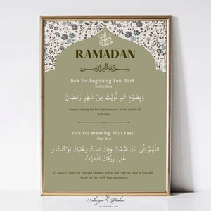 Ramadan Dua Print | Suhur Dua and Iftar Dua Printable | Ramadan Fasting Dua | Ramadan Art