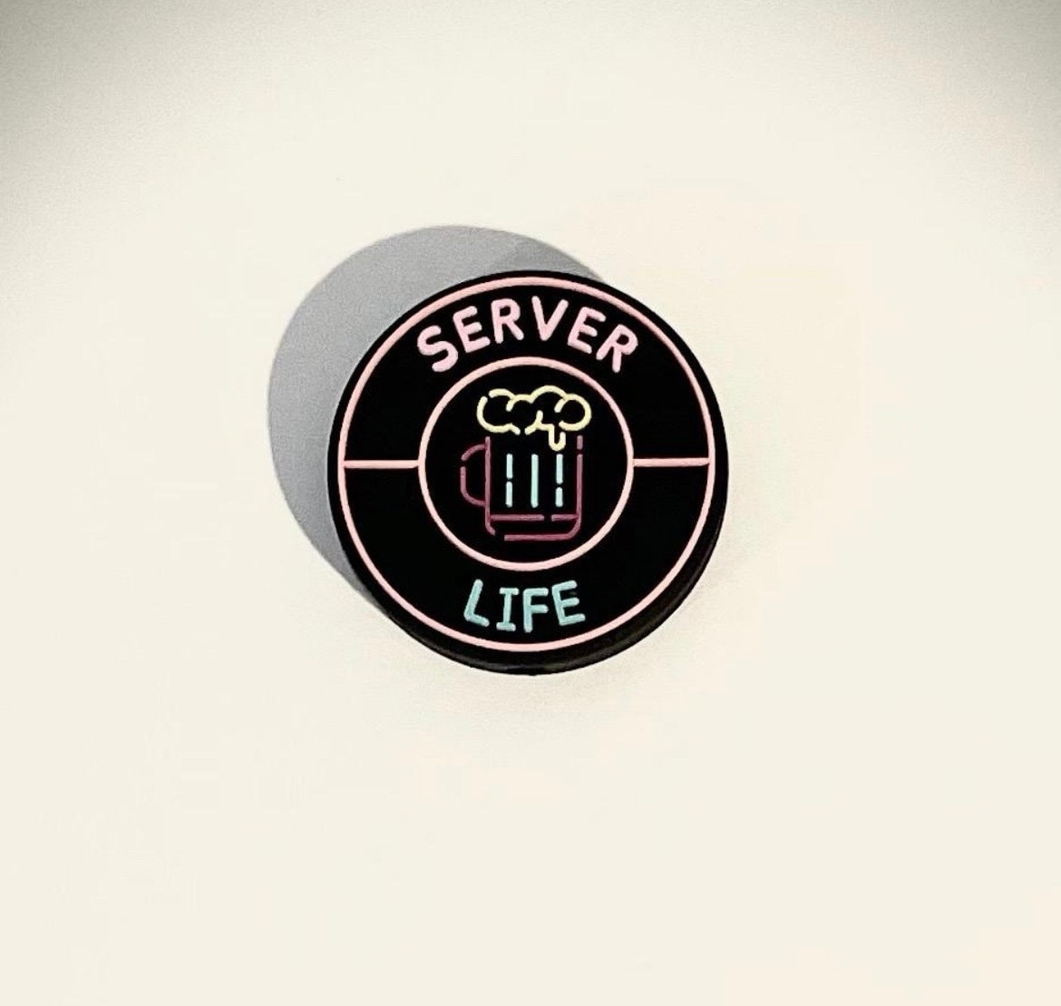 Custom Silicone Glow in the Dark Focal Bead  "Server Life"  30mm designed by 101721LLC. Beadable pens, keychains, lanyards or DIY gifts!
