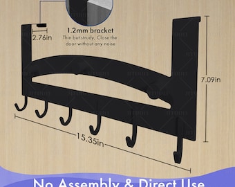 Door Hooks – Black - Space-Saving, No-Drill Coat Hooks – Home Storage and Organizing Solution for Hanging Towels, Robes, Bags