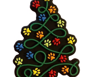 Silicone Focal Bead Christmas Tree Paw Print for pens, keychains & gifts. Focal bead Glow in the Dark Silicone Beads 35 MM by 101721 LLC.