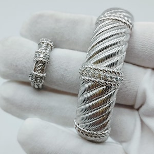 Vintage Judith Ripka Diamonique Scharnier Seil Manschette Armband Passende Ringe Set