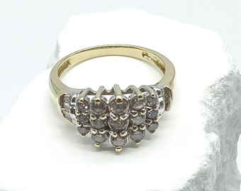 Vintage 14k gult guld trippelrad pyramid cocktailring