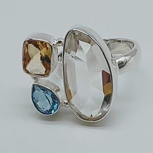 Artisan Crafted Sterling Silver Multi Gemstone Statement Ring