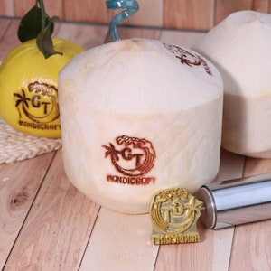 Custom Coconut Stamp, Coconut Branding Iron, Custom Branding Iron For Wood, Custom Wedding Coconut Branding Iron, Leather Branding Iron
