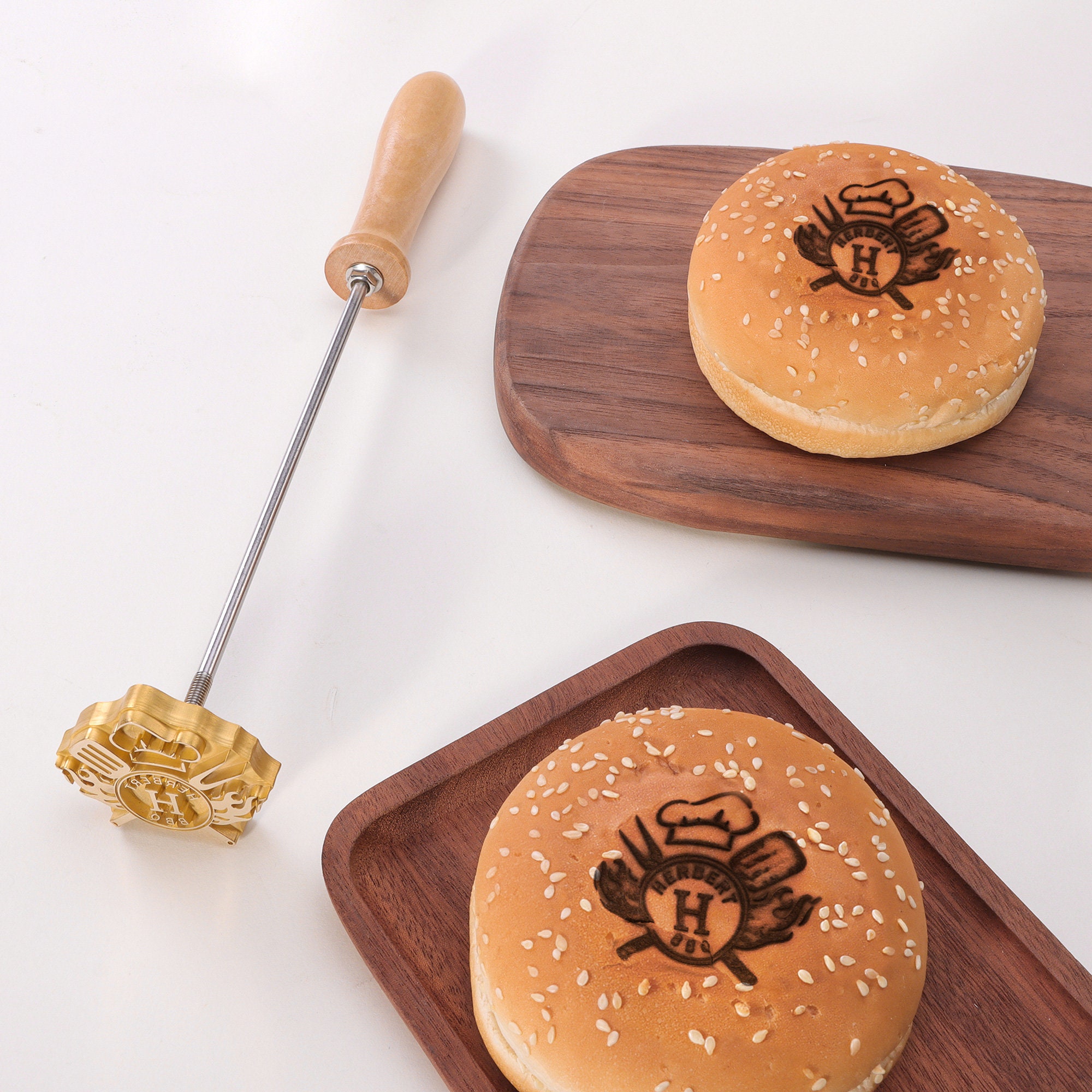 Ferro Da Marchio Personalizzato A Incisione Profonda – Per Hamburger, Bistecche, Pane, Legno E Pelle, Testa In Ottone 2,5-10 Cm, Manico Rimovibile