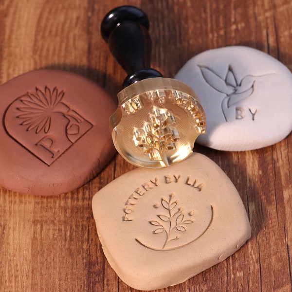 Firma de arcilla personalizada, sello de cerámica personalizado, sello de latón para cerámica, sello para cerámica, sellos de letras personalizados para arcilla, molde de latón para arcilla
