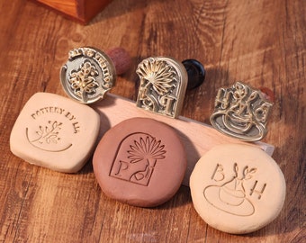 Ceramic Signature Stamp Logo, Custom Stamp For Ceramics, 12mm Thick Brass Pottery Stamp, clay stamps for pottery, Gifts For Pottery Makers