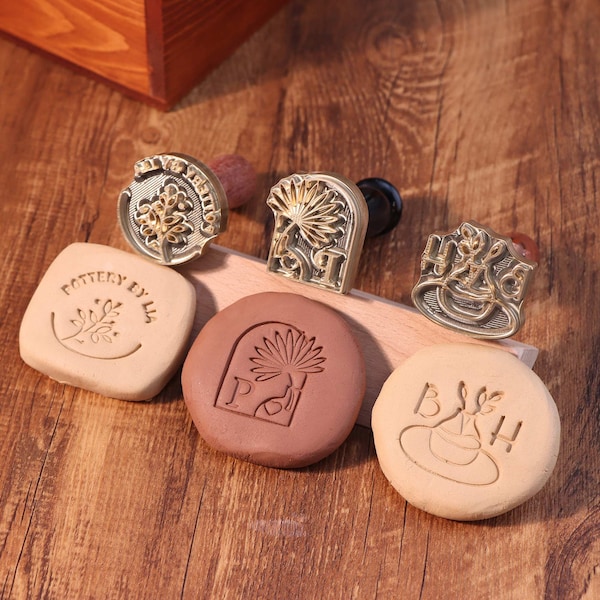 Ceramic Signature Stamp Logo, Custom Stamp For Ceramics, 12mm Thick Brass Pottery Stamp, clay stamps for pottery, Gifts For Pottery Makers