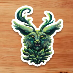 Forest Guardian Creature Design Waterproof Vinyl Sticker Animal Character Art Illustration for Magic and Animal Lovers and Collectors