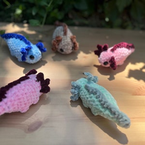 Crochet Amigurumi Axolotl Pet Cute Handmade Crochet Axolotl Custom Colors Available Gift for Children and Stuffed Animal Lovers