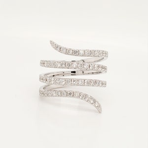 14K Solid Gold Wrap Diamant Ring | Pave Diamant Band | Spiral Gold Ring | Stapelbarer Goldring für Frauen | Elegante Schmuck Geschenk für Sie