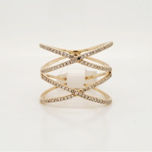 14K Gold Diamond Cross Ring: Stackable Fashion Jewelry