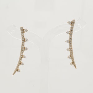 2/5 CTW 14K Solid Gold Diamond Ear Climber Earrings | Round Diamond Earrings | Anniversary Gift | Gift for Her | Gold Jewelry | Jewelry Gift