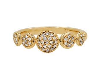 14K Solid Gold Pave Hellbraun Diamant Kuppel Ring, stapelbar Band