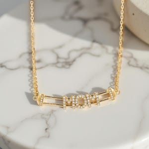 Heartfelt Diamond Pave ""MOM"" Anhänger Halskette in 14K Gold | Geschenk für Mama | Muttertag Schmuck | 18 "Kette | Mama Liebe Halskette