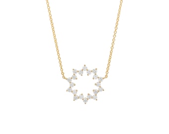 14K guld diamant Starburst hänge halsband elegant minimalistisk himmelsk smycken