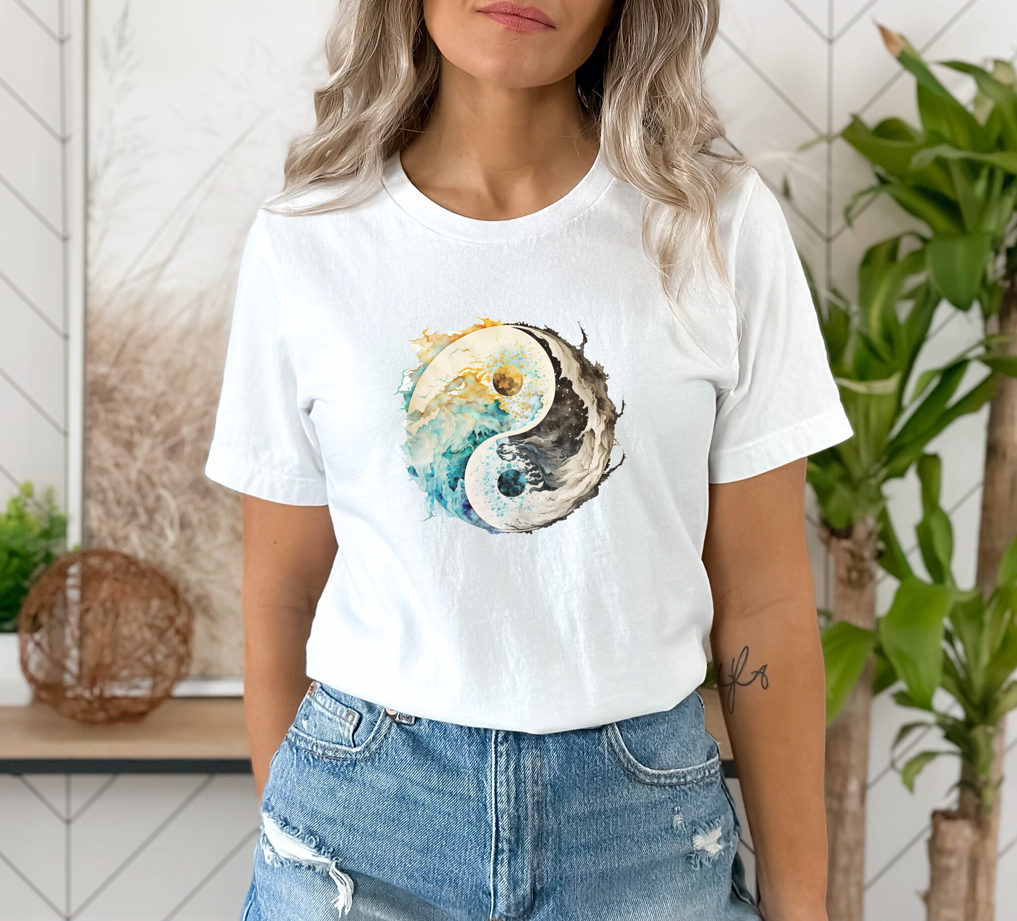 Yin Yang Shirt Peace Shirt Balance Shirt Watercolor Yin Etsy