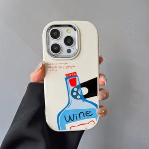 Cute Cat With Bottle iPhone Case,Trendy and Kwaii iPhone Case, Preppy Cartoon Illustration, Fun& Unique Art for iPhone11 12 13 14 15 16