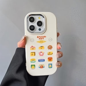 Kawaii Cake Cartoon Phone Case,Cute Preppy Artistic Design for iPhone, Hand-Drawn Journal Style Illustration,Trendy Tough iPhone Case