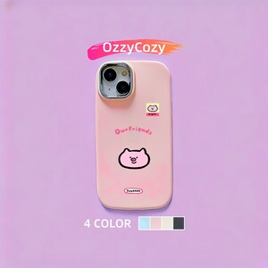 Bonita funda para iPhone con dibujos de cerdos, adorable diseño kawaii, estilo universitario moderno, ilustración de cerdos jugando, arte divertido y único para iPhone 11 12 13 14 15 16