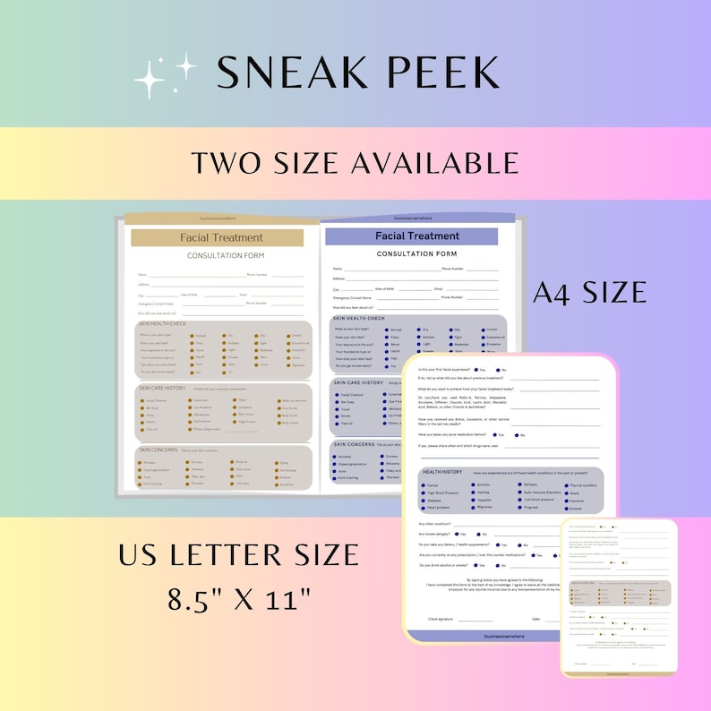 Editable Facial Consultation Form: Skincare Client Intake (canva ...