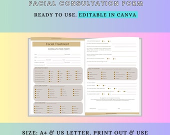 Printable Facial Consultation Form: Client Intake, Editable in Canva ...