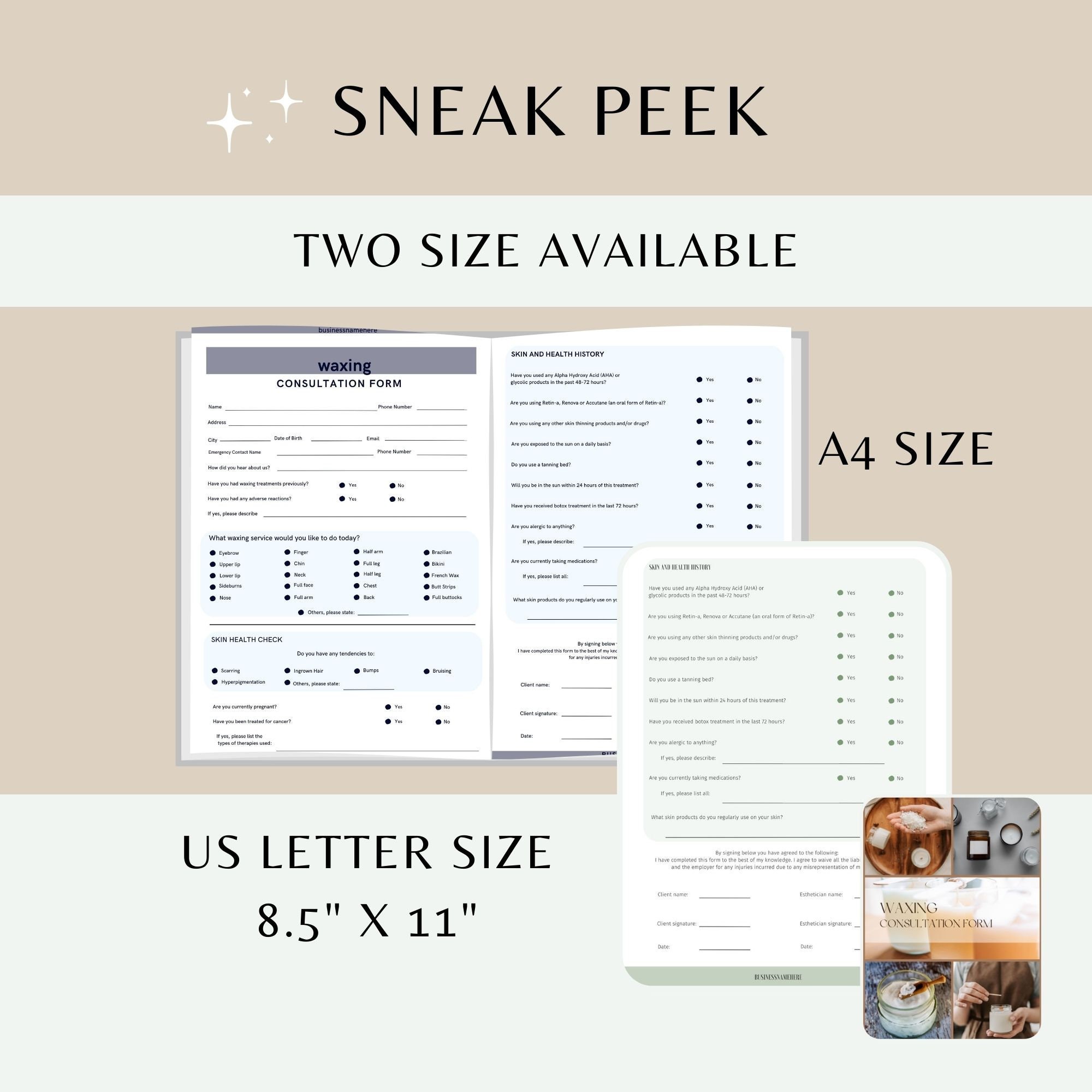 Editable Waxing Consultation Form, Waxing Treatment Form, Client ...