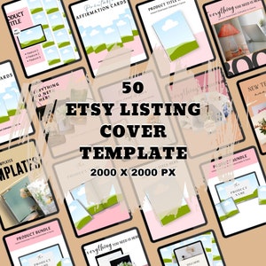 ETSY Listing Cover Templates, Social Media Cover Template, Editable Canva Template, ETSY Listing Mockup, ETSY Shop Branding, Seller Guide