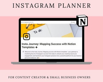 Instagram Planner Notion Template: Social Media Content, Marketing (PDF)