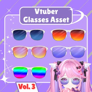 Vtuber Glasses, Assets Vtuber, Cool Glasses, Transparent Glasses, Premade Assets, Assets Stream, Vtuber Assets, vtuber premade