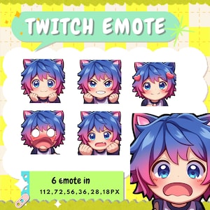 Twitch Emotes | Custom Emotes For Streamer | Cute Chibi Anime style | Kawai Chibi Emotes | Custom Sub Badges