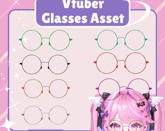 Colorful VTuber Glasses Pack | Transparent Background PNG Files