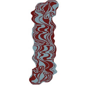 Luxus Melting Black & Red Unregelmäßige Form Läufer Handgetufteter Teppich 100% Wolle Teppich für Haus, Flur, Schlafzimmer, Wohnzimmer Teppich