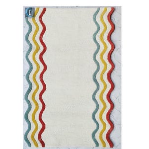 Wavy Rug | Irregular Design Carpet | Modern Aesthetic Floor Decor 100% Wool Hand Made Tufted Rug For Kids Room Living Room Custom Area Rugs