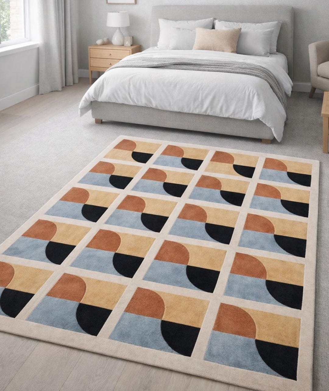 9X12 Mid Century Modern Geometric Area Rug | Abstract Retro Rectangle ...