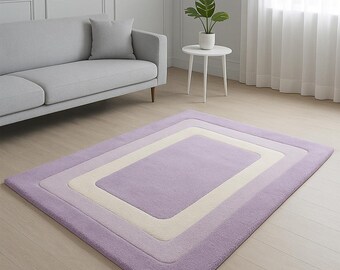 9X12 Lavender Hand Tufted Modern Rug | Wool & Cotton Floor Covering for Bedroom, Living Room | Handmade Area Rug | Gifts Rug | Custom Rug
