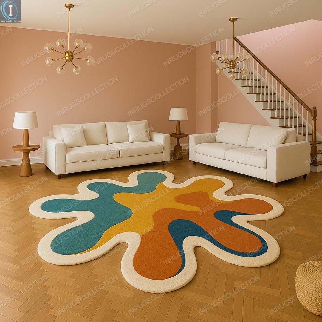 Amorph Rugs Modern Irregular Amoeba Shape Design Modern Hand-tufted Rug –multicolor ...