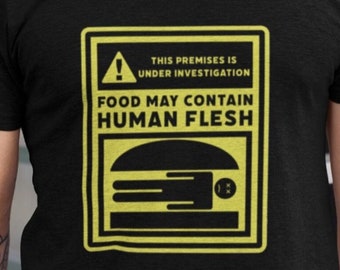 Bobs Burgers Food May Contain Funny Flesh Shirts, Bob's Burgers Warning Signs Humorous Shirt For Fan, Belcher Family Shirt