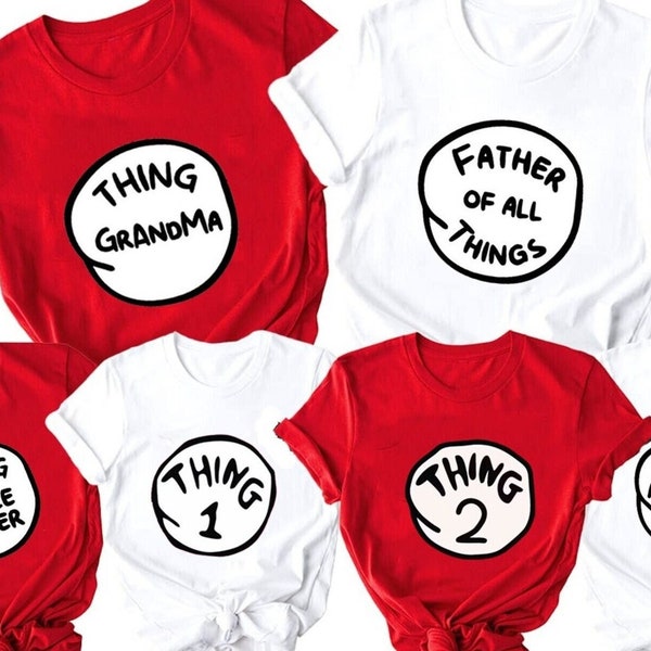 Thing Family Matching Cute New Kids Adults One Two Chemises d’Halloween, Papa personnalisé ou maman de tous, Chemise d’anniversaire de famille, Voyage de vacances