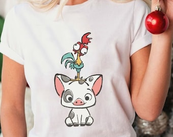 Funny Hei Hei and Pua Shirts, Disneyland Moana 70s Movie Shirt, Family Vacation, Matching Family Disneyland Shirt, Animal outfit
